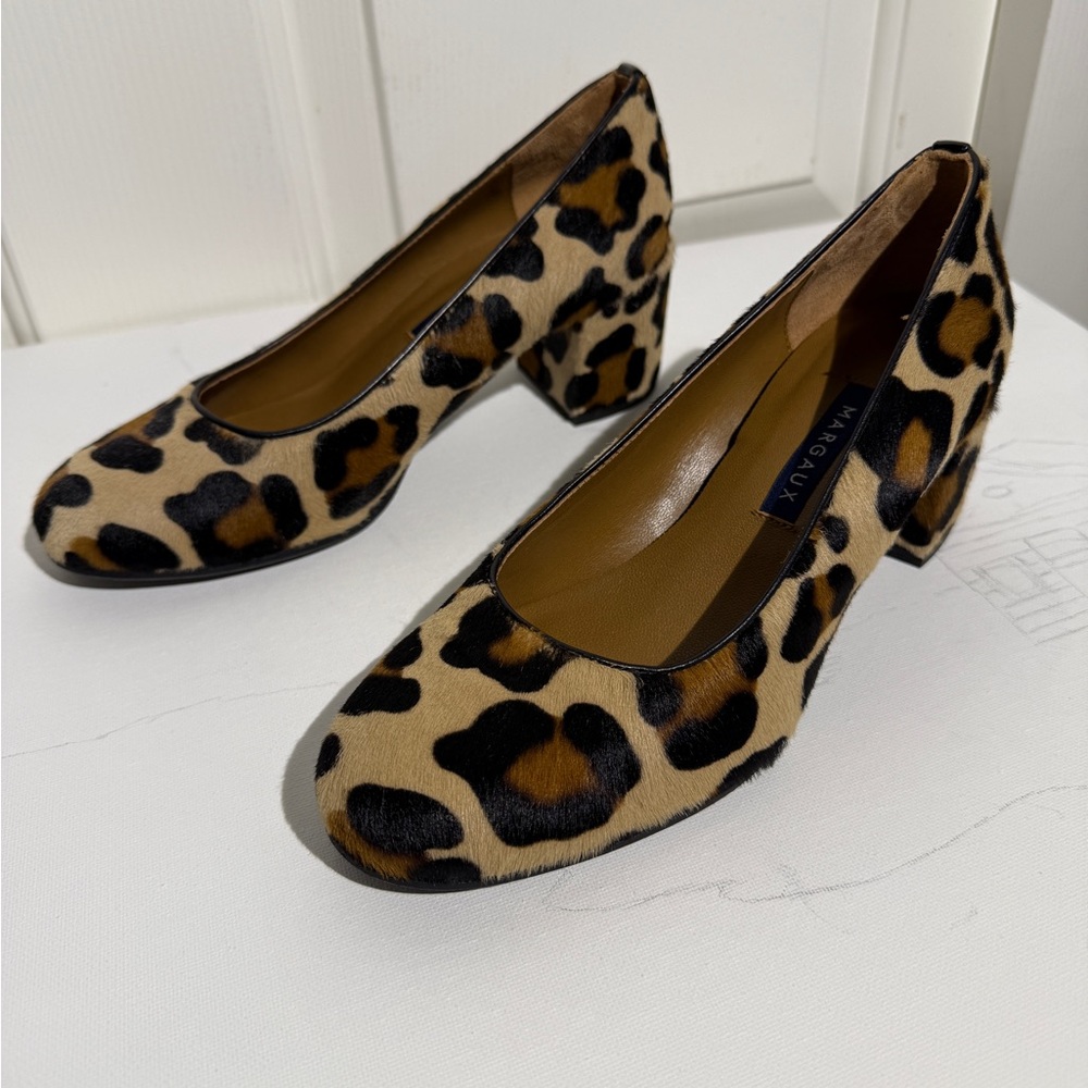 Margaux The Heel Leopard Haircalf Size 35.5 (5.5 US) Excellent Condition